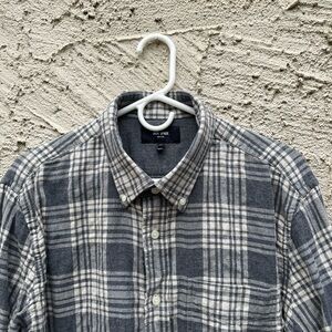 Jack Spade Flannel Button Down Gray White Size XL